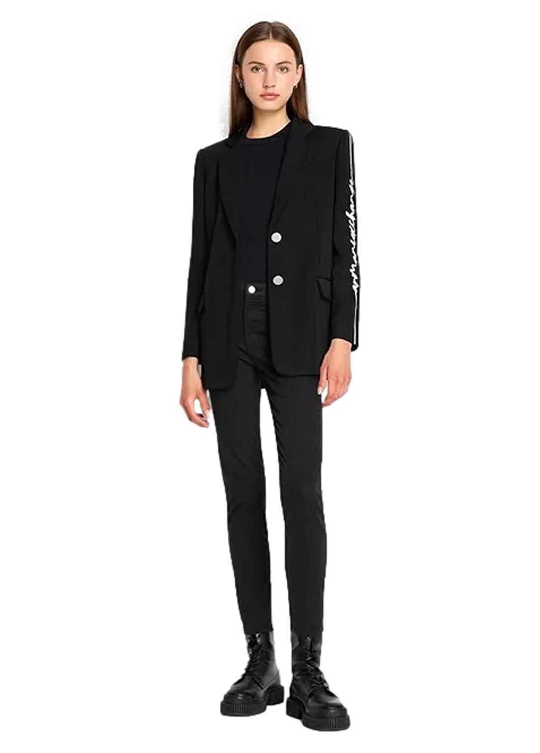 Versace Jeans Couture Yüksek Bel Normal Siyah Kadın Pantolon 75HAA112