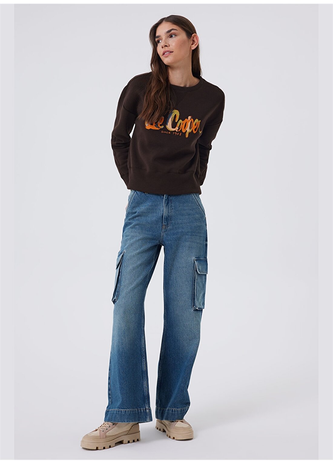 Lee Cooper Yüksek Bel Straight Çok Renkli Kadın Pantolon 241 LCF 121031 SANDY CARGO FEDERER