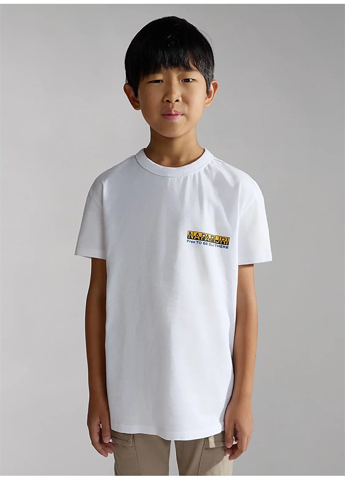 Napapijri Beyaz Erkek Çocuk Yuvarlak Yaka Kısa Kollu T-Shirt NP0A4HGN0021 K S-FUJI