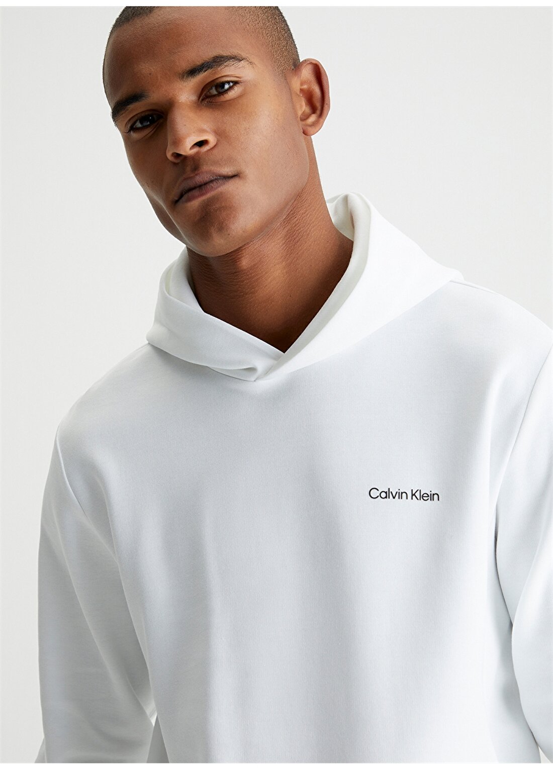 Calvin Klein Kapüşon Yaka Beyaz Erkek Sweatshırt K10K109927YAF