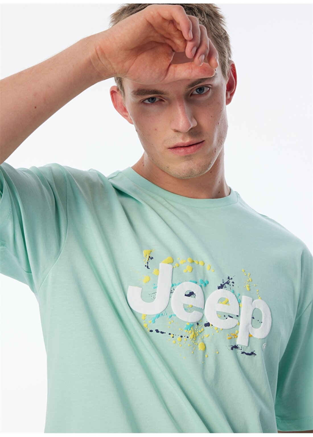 Jeep Mint Erkek Bisiklet Yaka Loose Fit Baskılı T-Shirt C4SM-TST4540