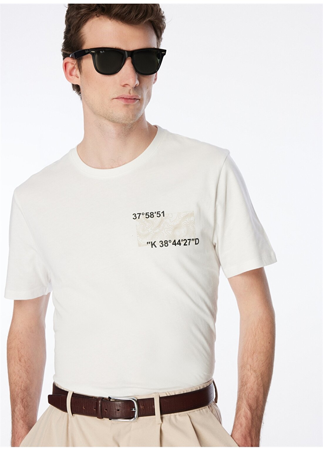 Fabrika Kırık Beyaz Erkek O Yaka Relaxed Baskılı T-Shirt FS4SM-TST 0517