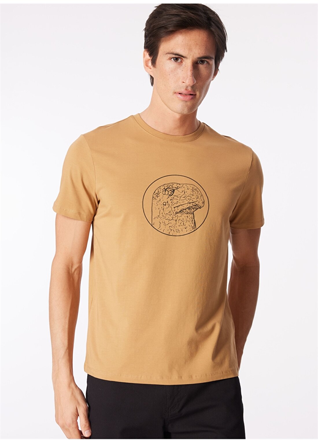 Fabrika Deve Tüyü Erkek O Yaka Basic Baskılı T-Shirt FS4SM-TST 0518