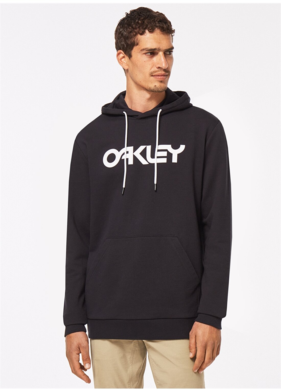 Oakley Siyah - Beyaz Erkek Kapüşonlu Baskılı Sweatshirt FOA402599 B1B PO HOODIE 2.0