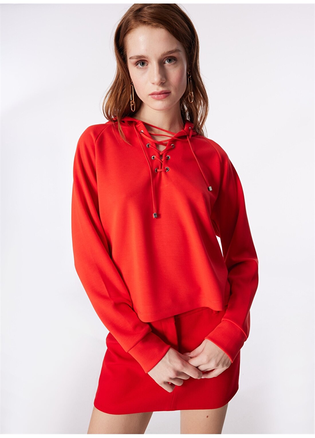 Fabrika Kırmızı Kadın Kapüşonlu Sweatshirt F4SL-SWT0192