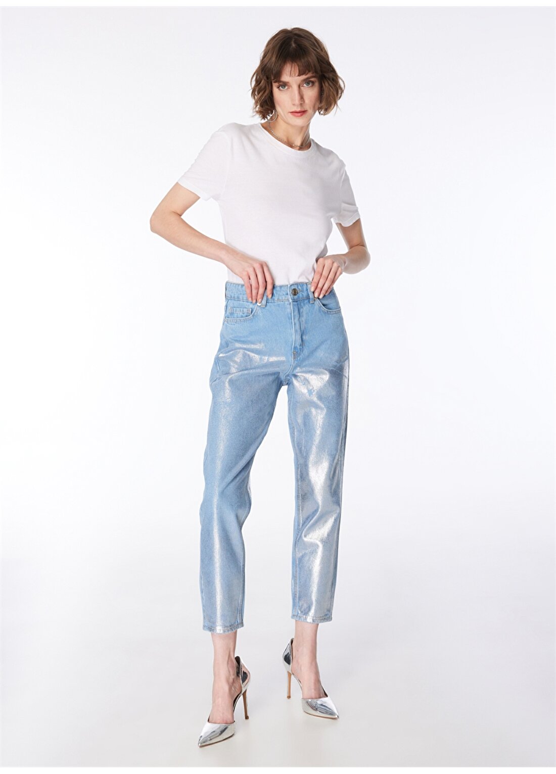 Fabrika Mavi - Gümüş Kadın Straight Denim Pantolon F4SL-PNT0342