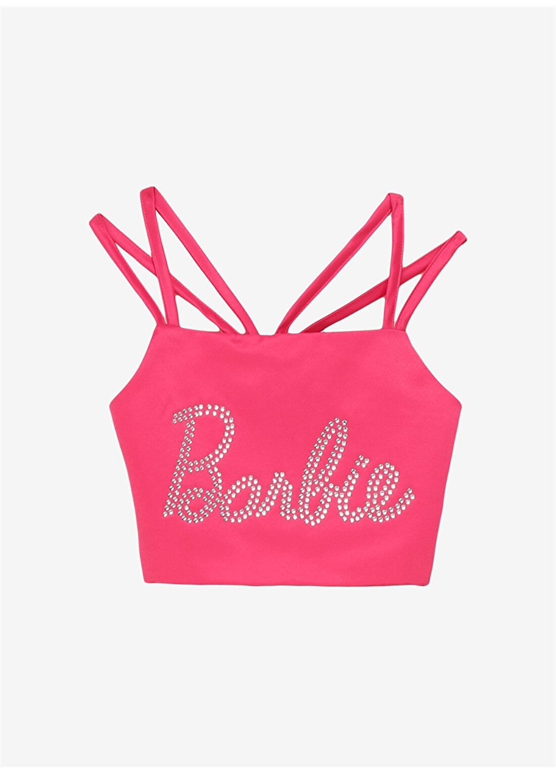 Barbie Pembe Kız Çocuk Kare Yaka Regular Fit Taşlı Bluz BRB4SG-BLZ6008