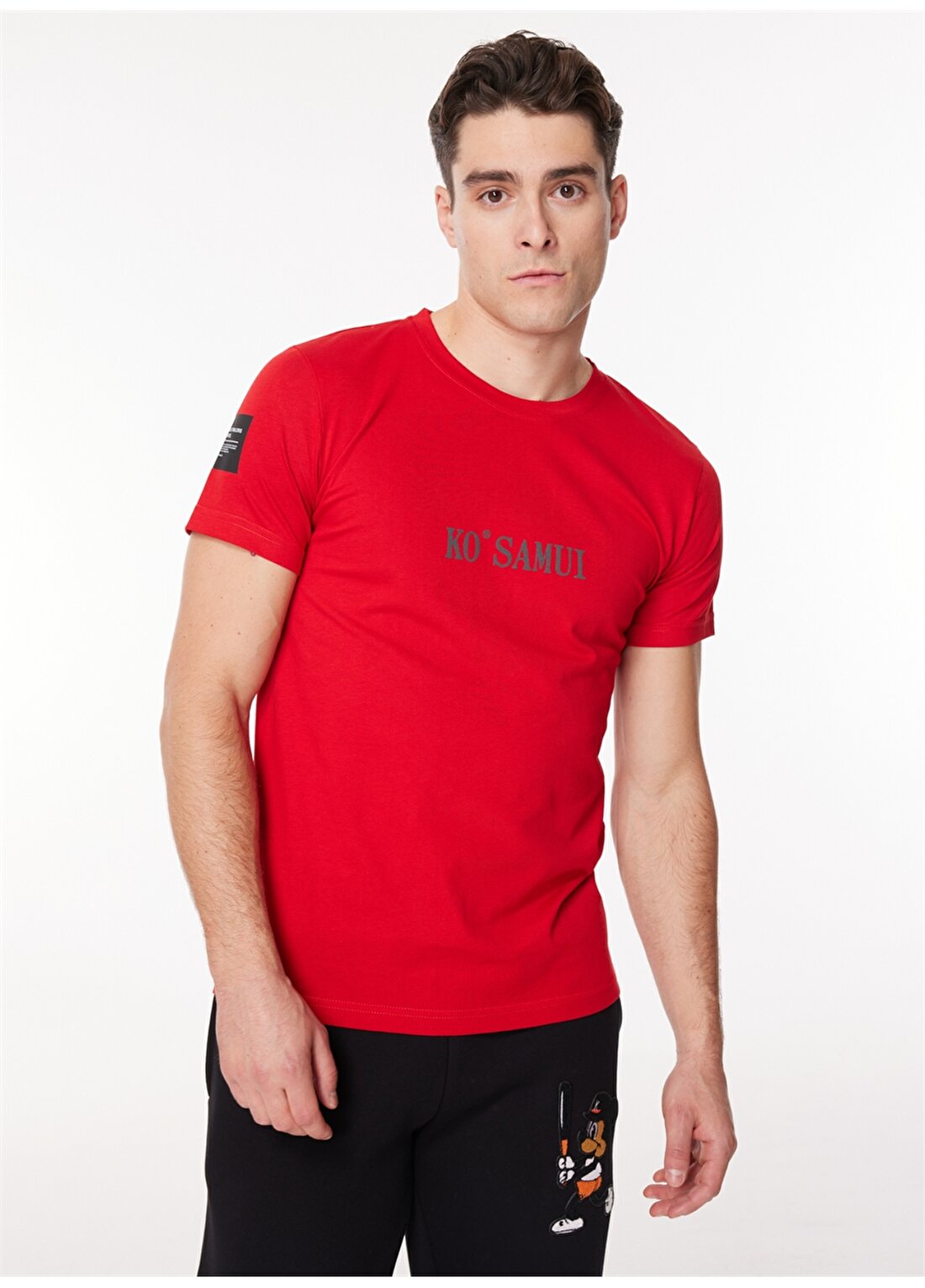 Ko Samui Bisiklet Yaka Baskılı Kırmızı Erkek T-Shirt MTT G540 REKST_REFLECTOR REGULAR