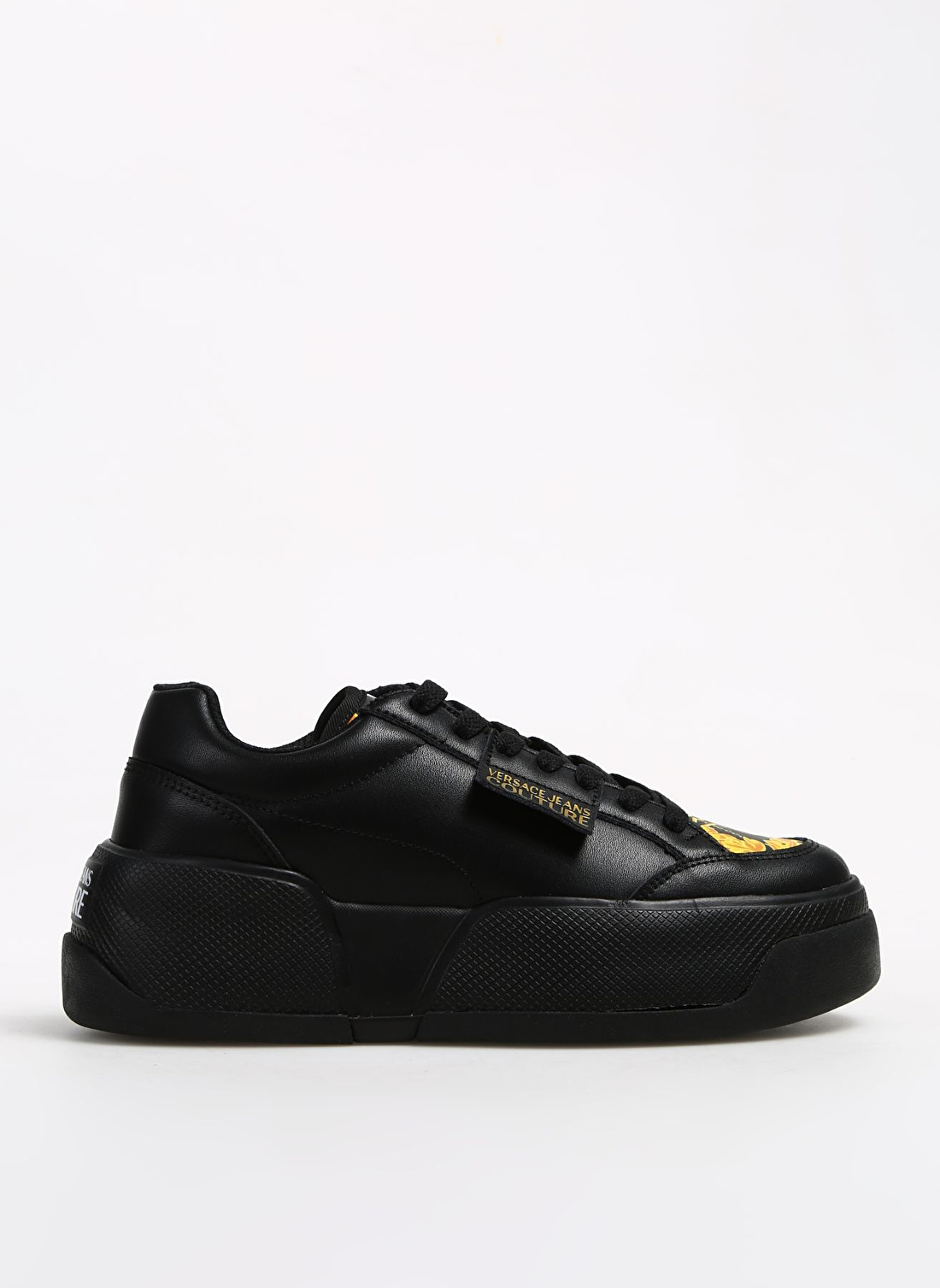 Versace Jeans Couture Sarı - Siyah Kadın Deri Sneaker 75VA3ST2ZP305G89 