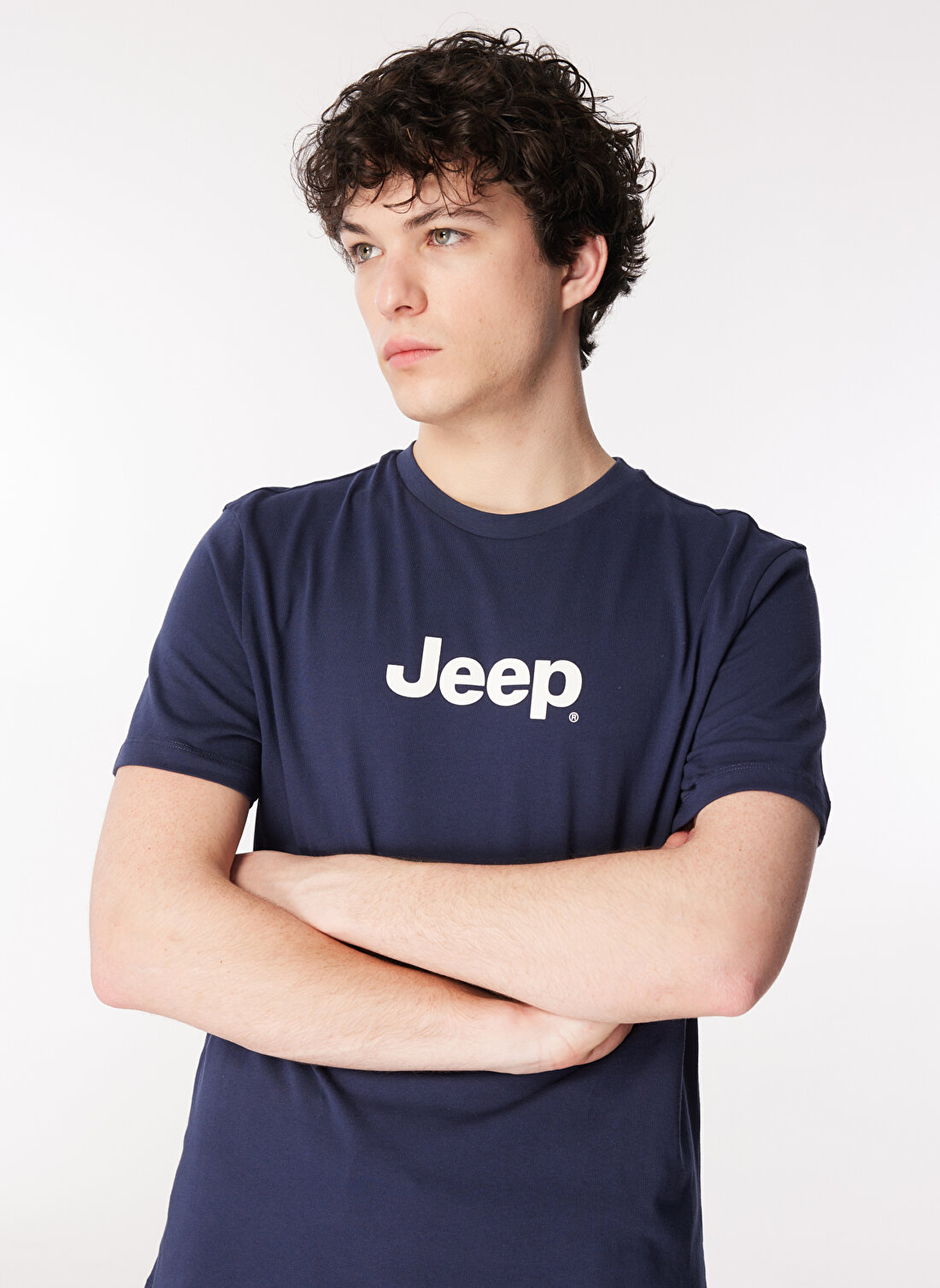 Jeep Lacivert Erkek Bisiklet Yaka Baskılı T-Shirt J4SM-TST7246 