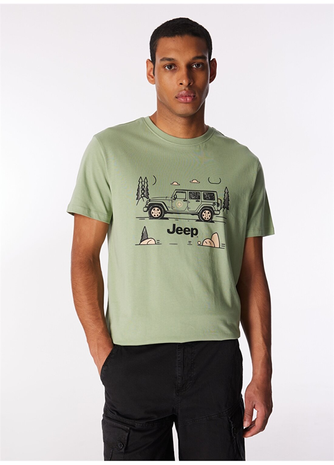 Jeep Mint Erkek Bisiklet Yaka Relaxed Baskılı T-Shirt J4SM-TST7237