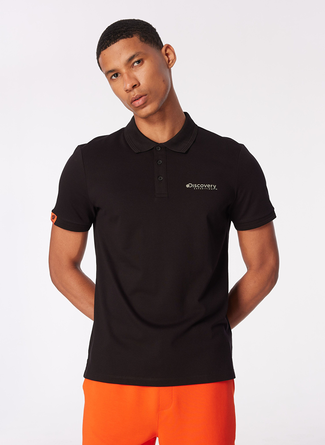 Discovery Expedition Siyah Erkek Basic Polo T-Shirt D4SM-TST3248  