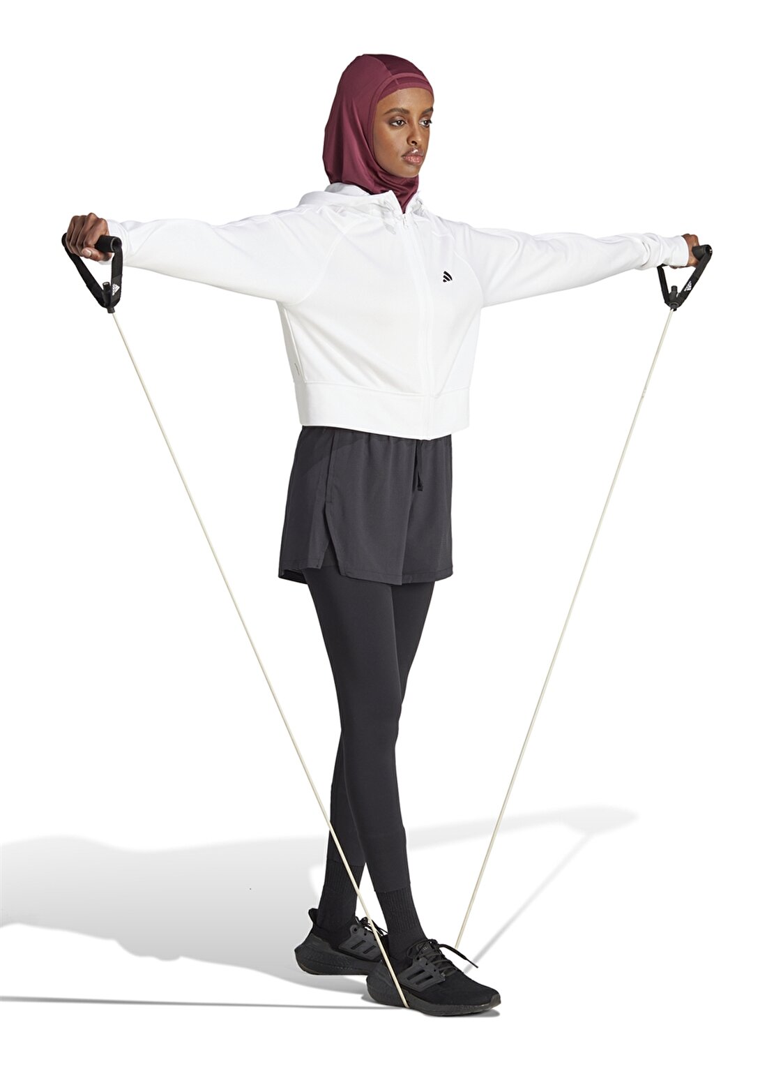 Adidas Siyah - Beyaz Kadın Kapüşon Yaka Zip Ceket IM2688-W GG FULL ZIP HOODY