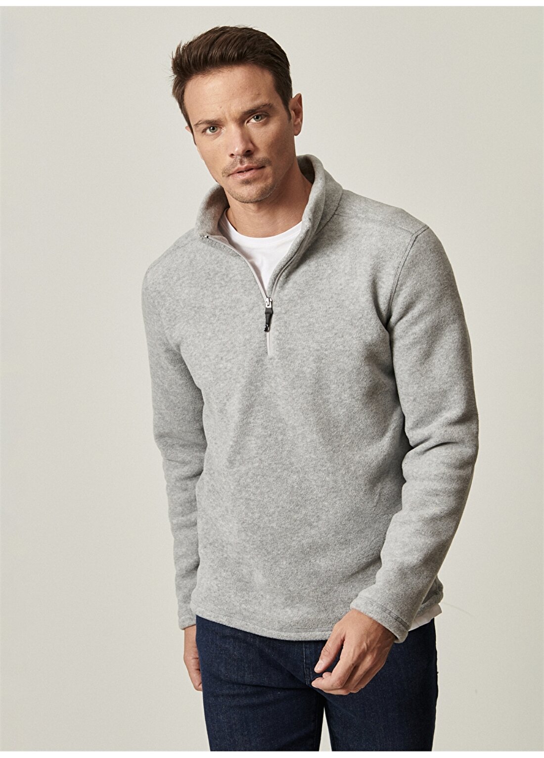 Altınyıldız Classics Gri Melanj Erkek Polar Sweatshirt 4A5221100016