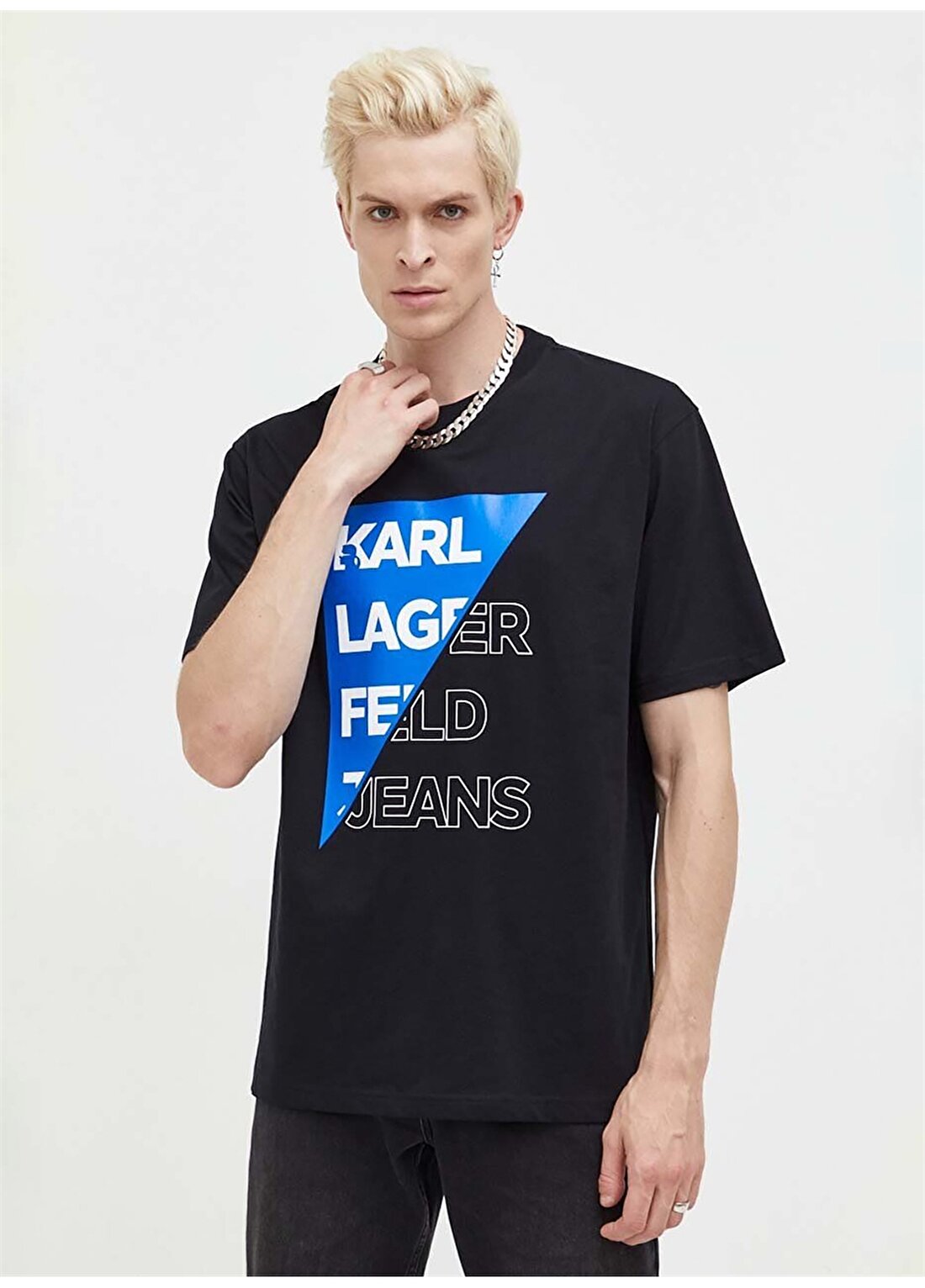 Karl Lagerfeld Jeans Bisiklet Yaka Siyah Erkek T-Shirt 236D1702_KLJ RELAXED CUT LOGO TEE