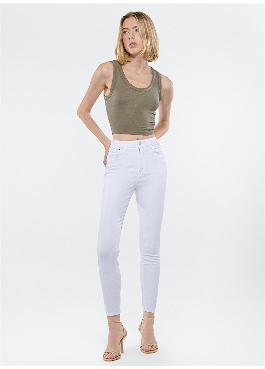 Mavi SERENAY Yüksek Bel Dar Paça Skinny Fit Beyaz Kadın Denim Pantolon M100980-83673