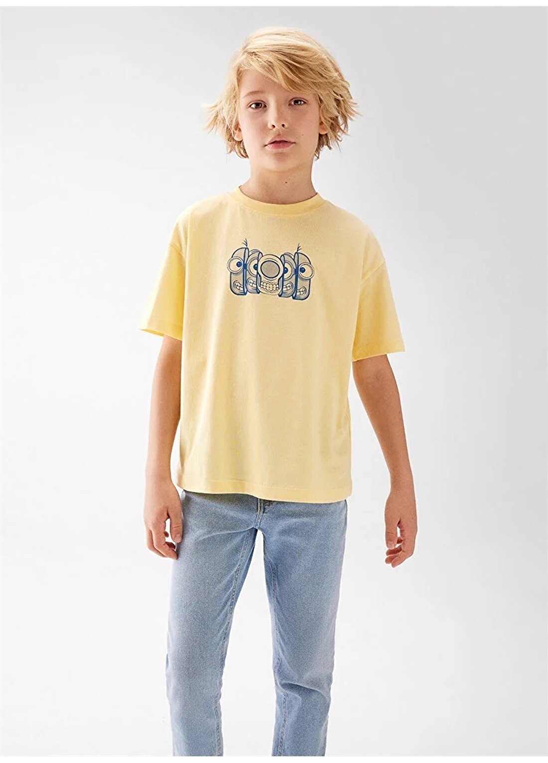 Mavi Baskılı Sarı Erkek T-Shirt MINIONS BASKILI TİŞÖRT Yellow