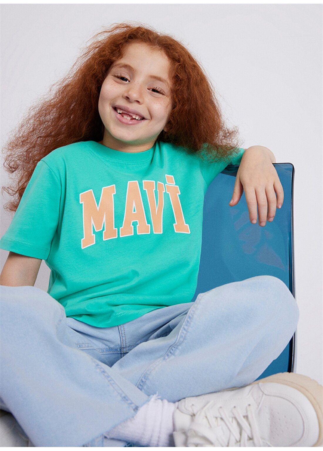Mavi Baskılı Yeşil Kız Çocuk T-Shirt MAVİ LOGO TİŞÖRT Green