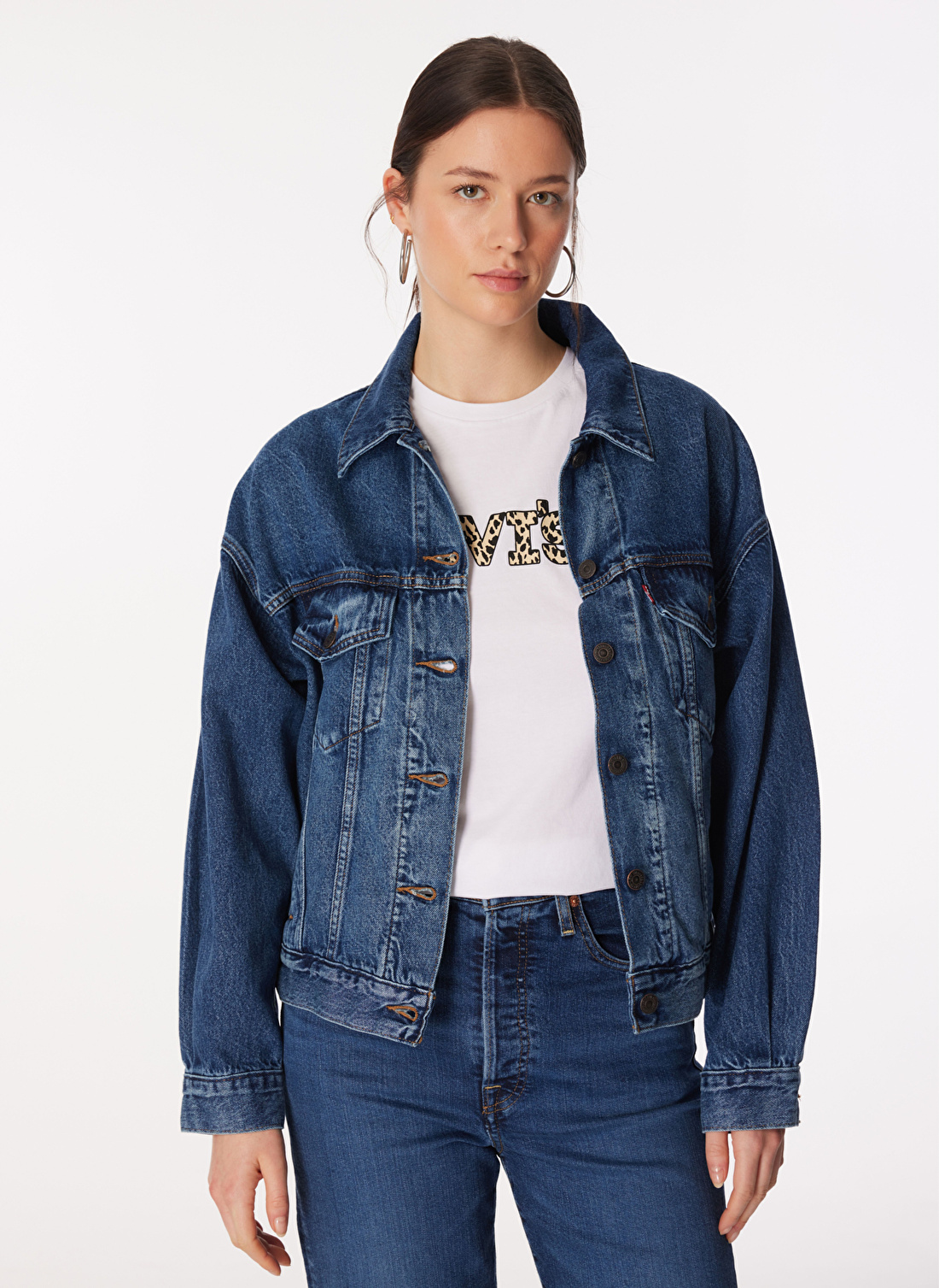 Levis 90S TRUCKER TO MY CORE Koyu Mavi Kadın Denim Ceket