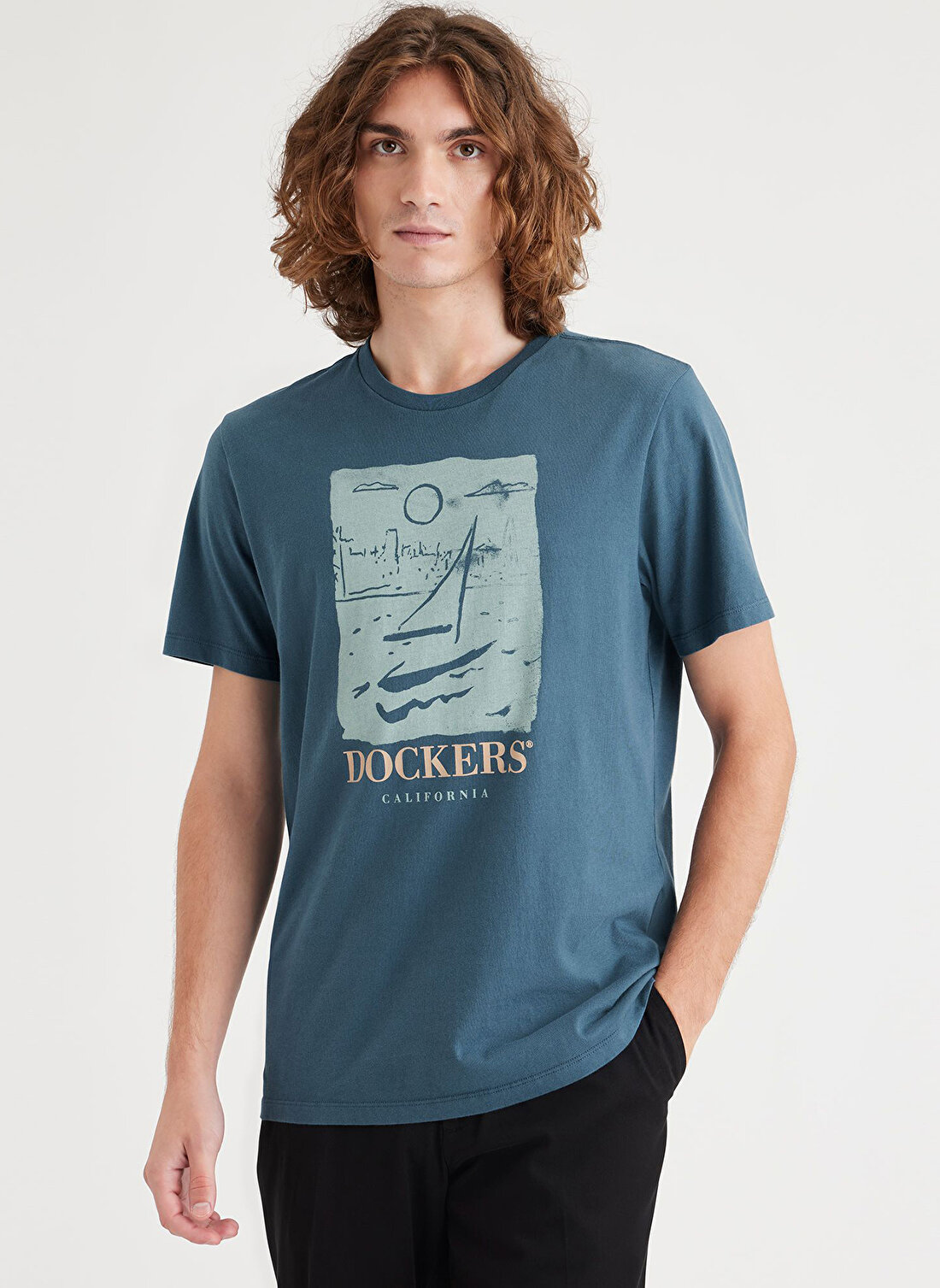 Dockers Yuvarlak Yaka Mavi Erkek T-Shirt A1103-0244