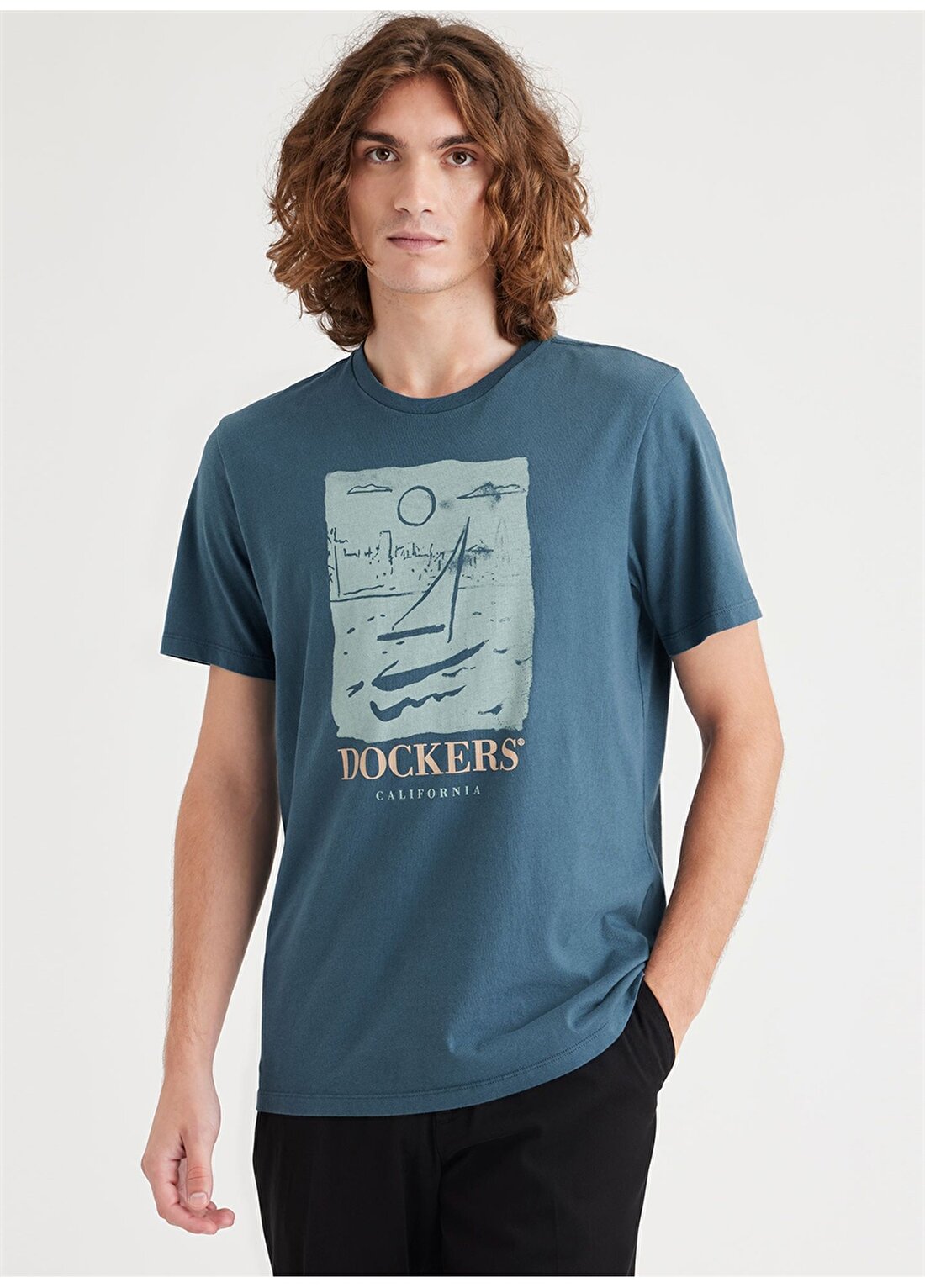 Dockers Yuvarlak Yaka Mavi Erkek T-Shirt A1103-0244