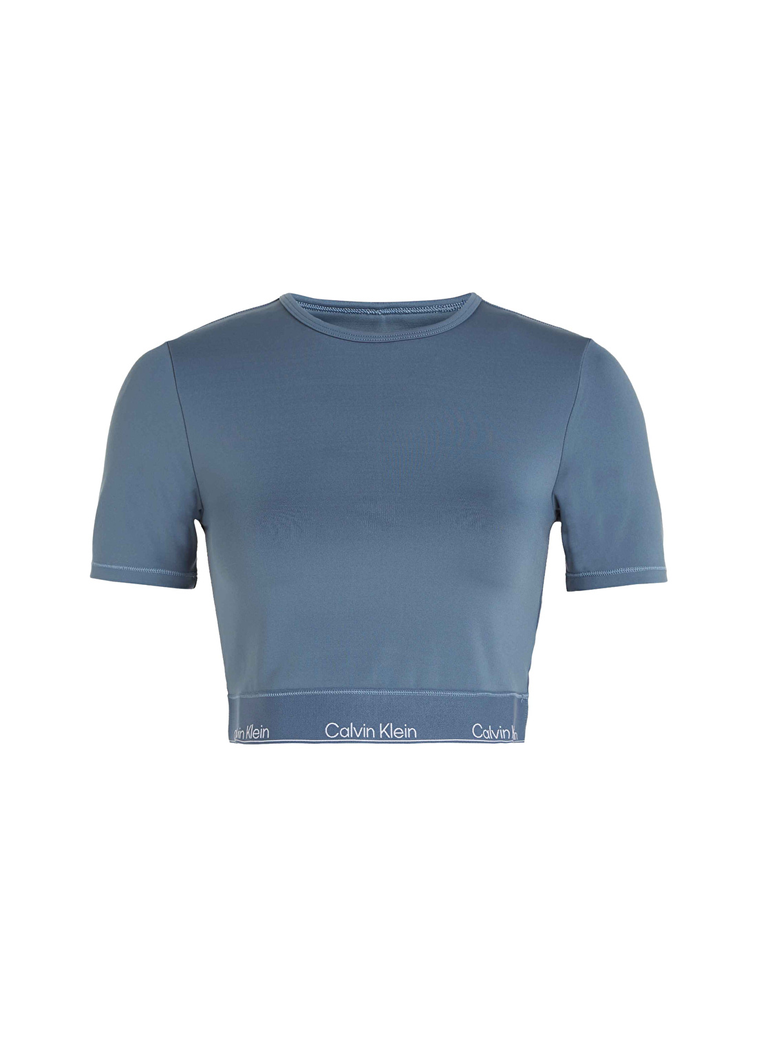 Calvin Klein Mavi Kadın Bisiklet Yaka T-Shirt 00GWS4K1945BX-WO - SS Crop T-Shirt  