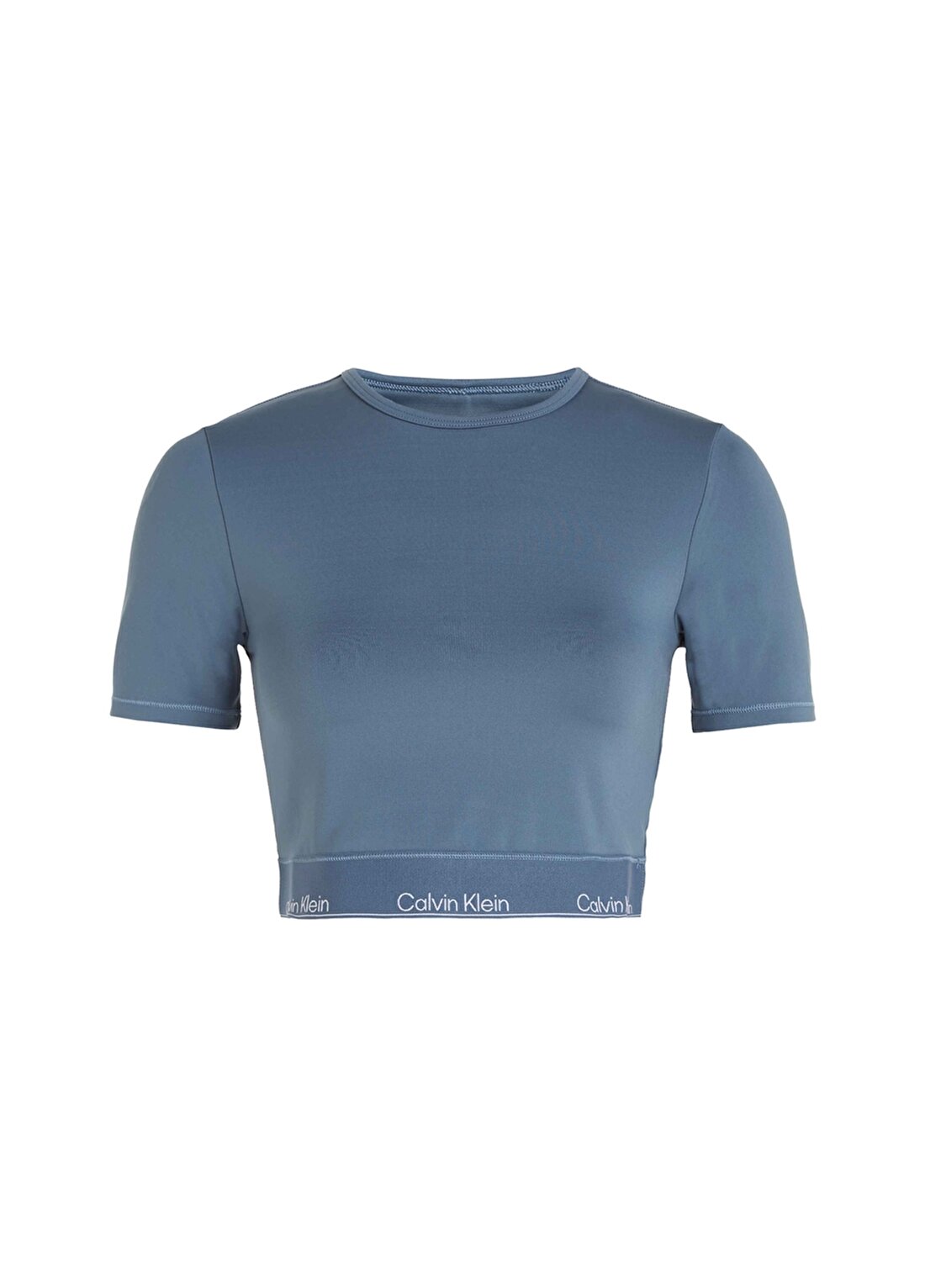 Calvin Klein Mavi Kadın Bisiklet Yaka T-Shirt 00GWS4K1945BX-WO - SS Crop T-Shirt