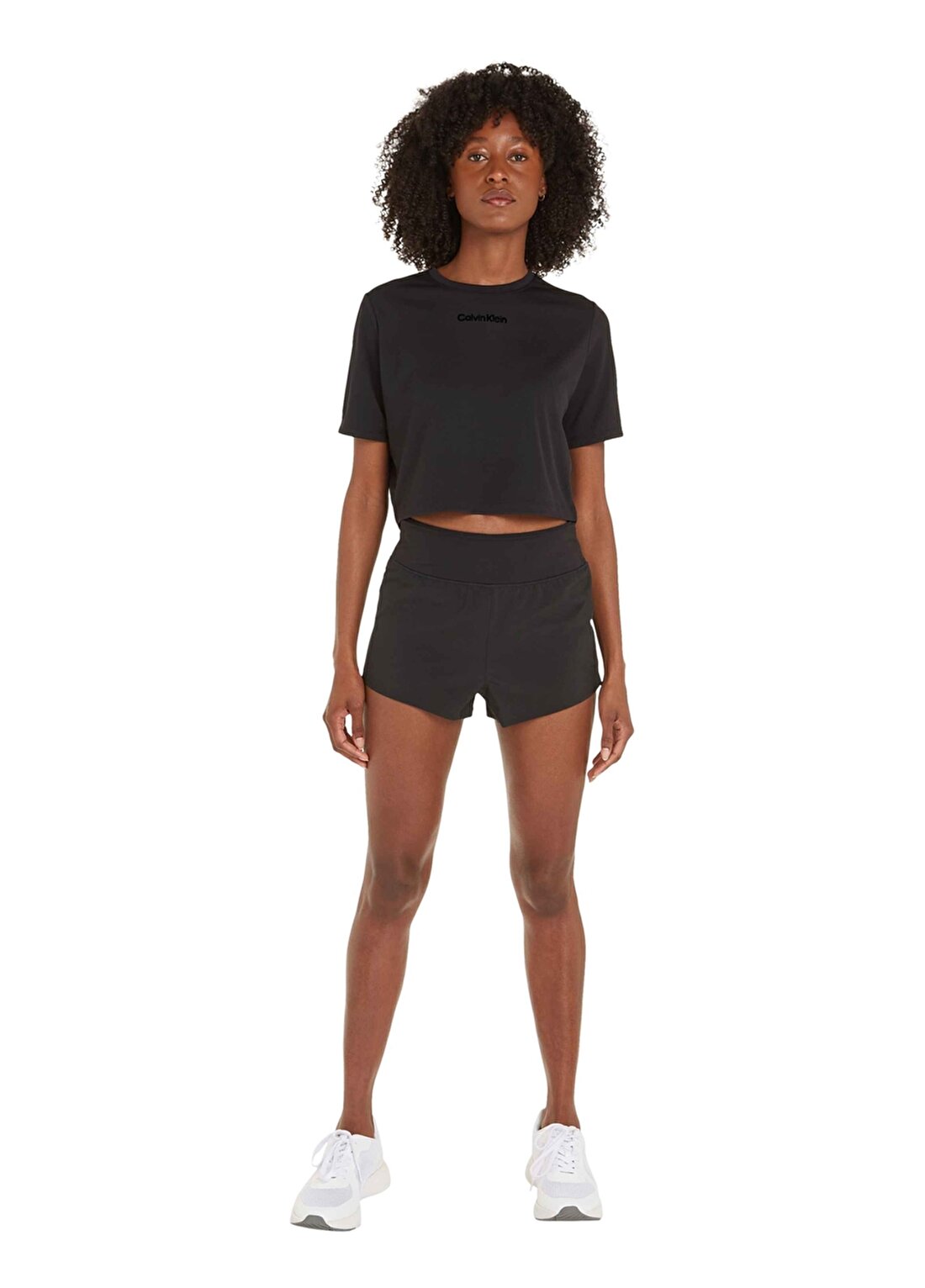 Calvin Klein Siyah Kadın Bisiklet Yaka T-Shirt 00GWS4K204BAE-WO - SS Crop T-Shirt