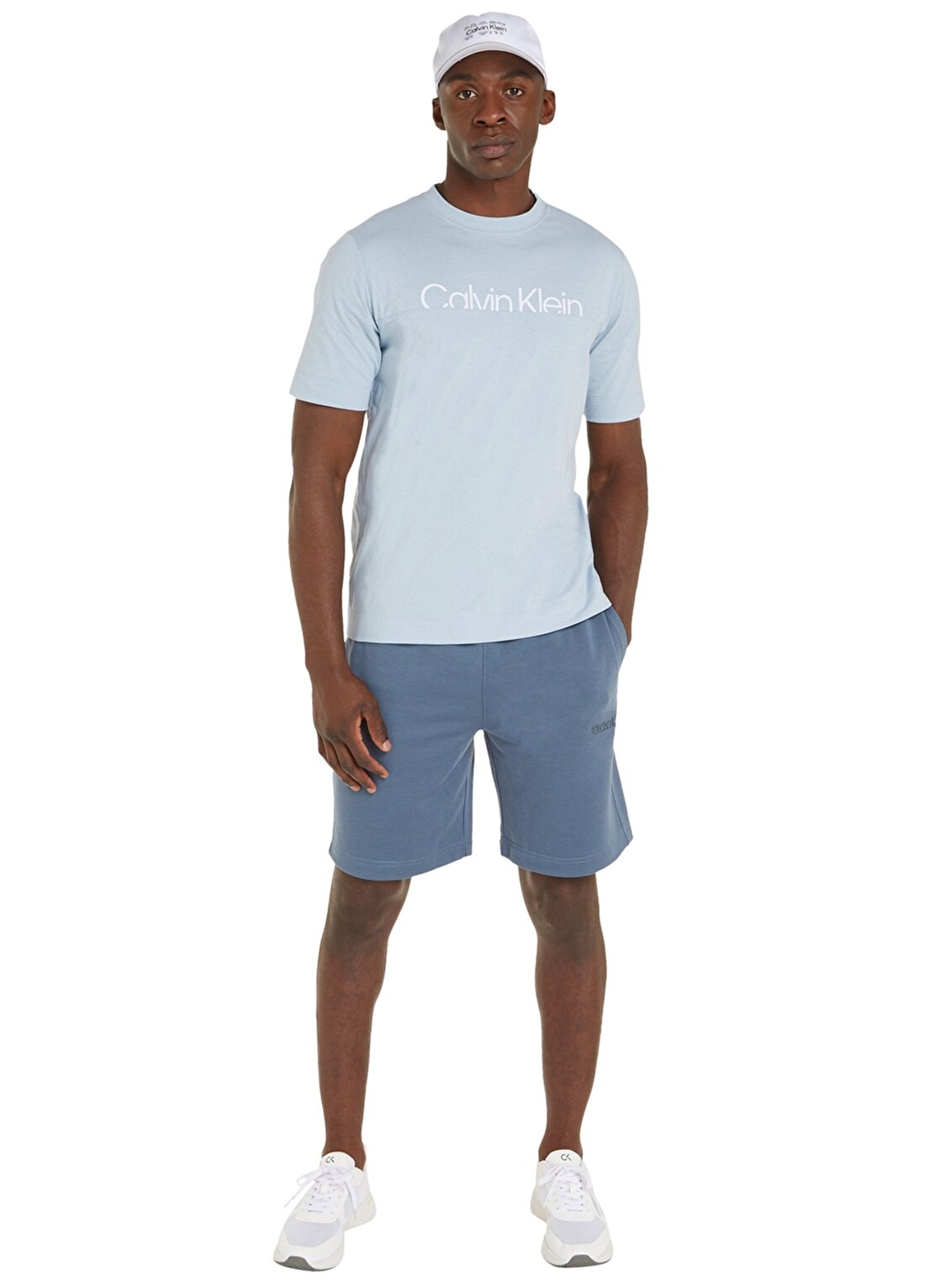 Calvin Klein Mavi Erkek Bisiklet Yaka Normal Kalıp T-Shirt 00GMS4K190ND9-PW - SS TEE