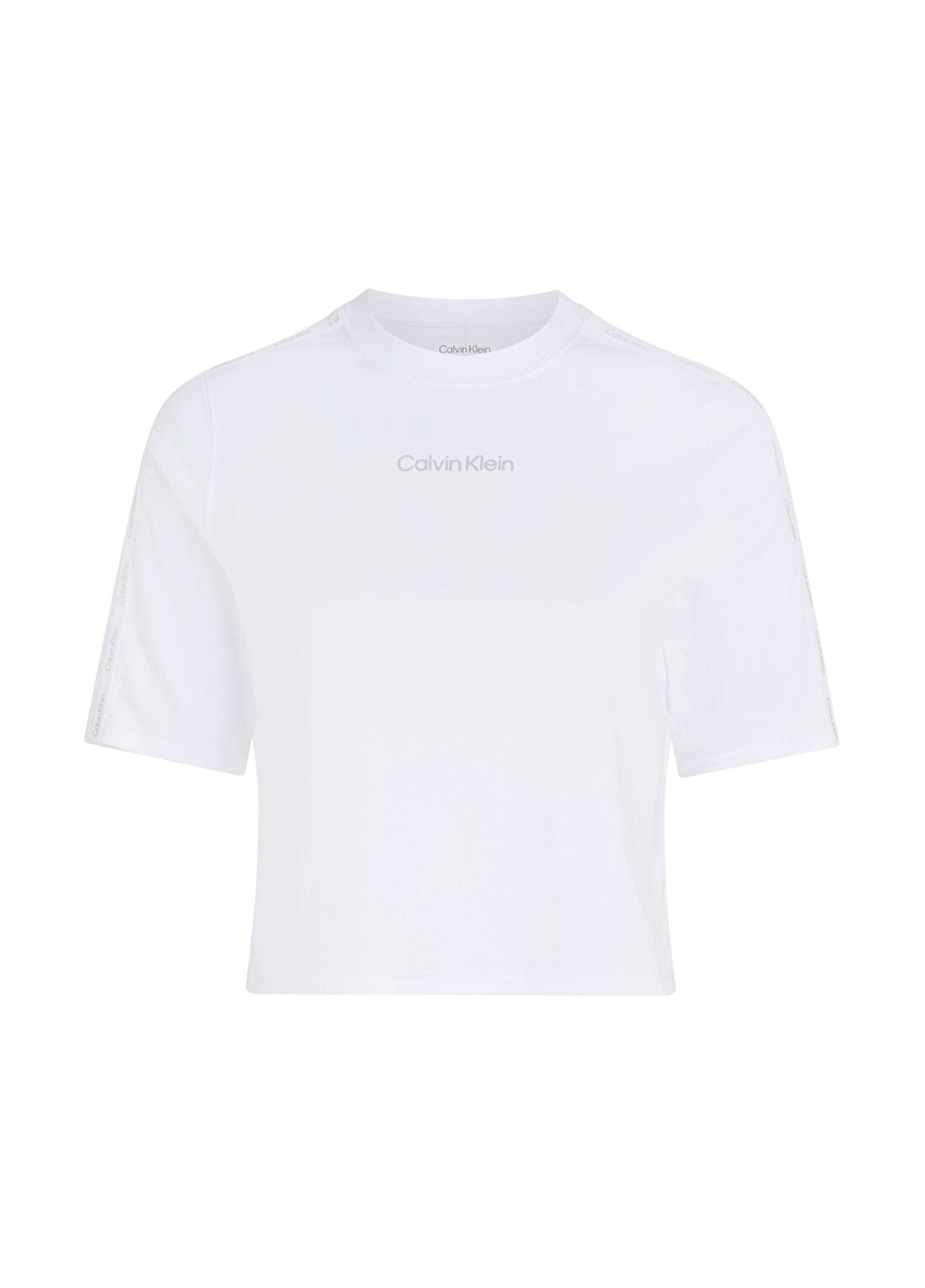 Calvin Klein Beyaz Kadın Bisiklet Yaka Normal Kalıp T-Shirt 00GWS4K234YAA-PW - SS Crop T-Shirt