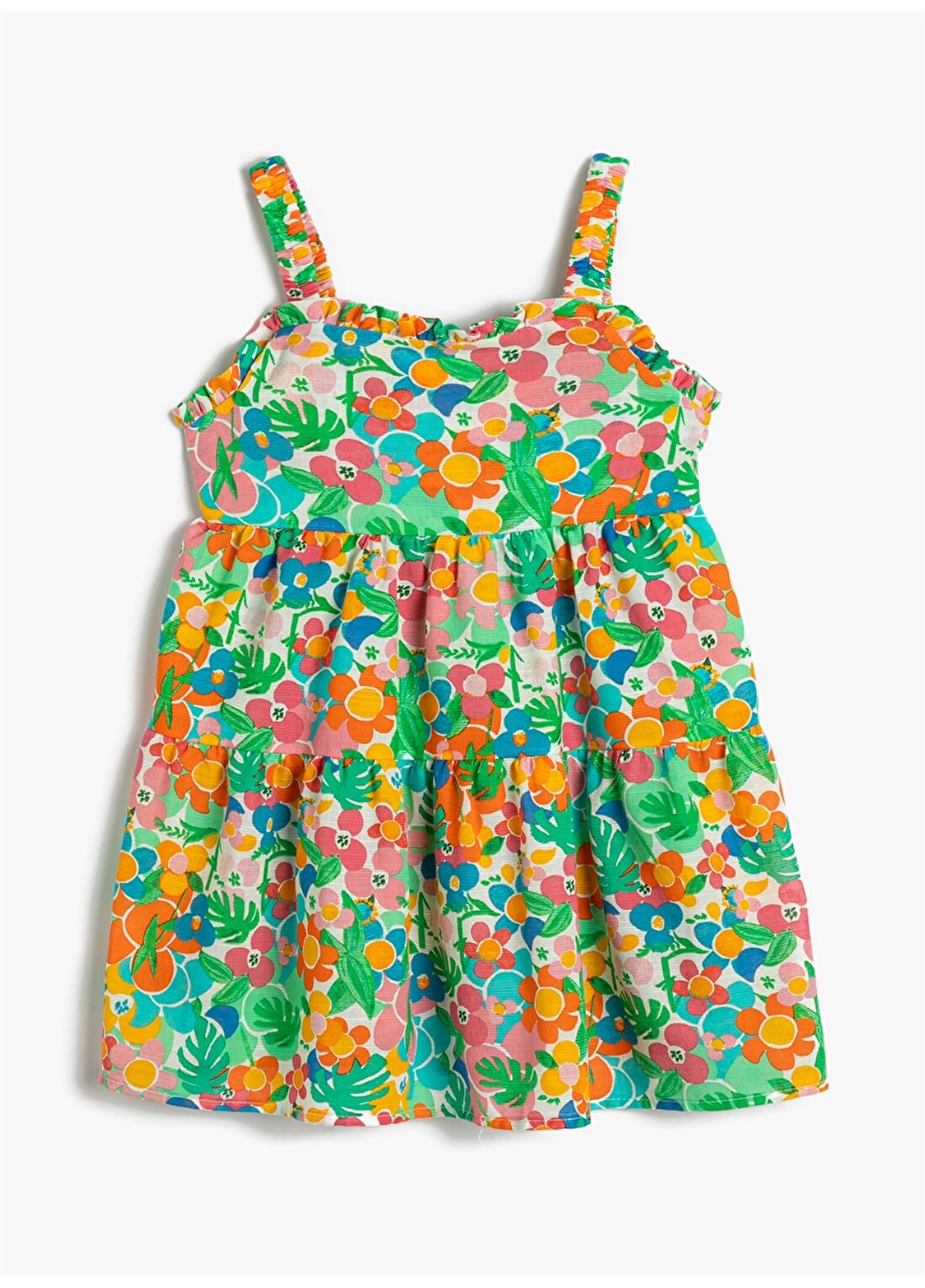 Koton Çok Renkli Kız Çocuk Diz Üstü Elbise 4SMG80007AW-Y