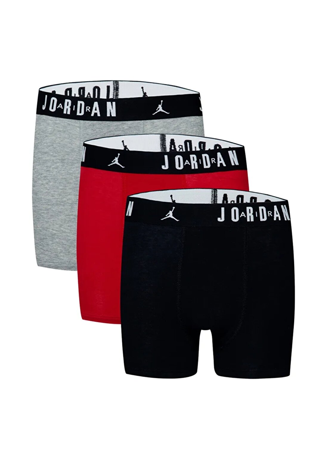 Nike Siyah - Gri - Kırmızı Erkek Boxer 9J0633-H24-JHB FLIGHT CTTN CORE 3PK