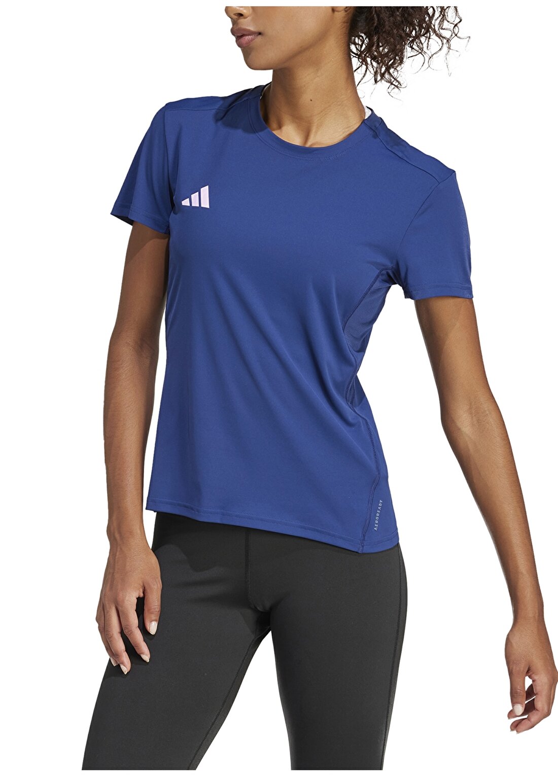 Adidas Mavi Kadın Yuvarlak Yaka Normal Kalıp T-Shirt IN1174 ADIZERO