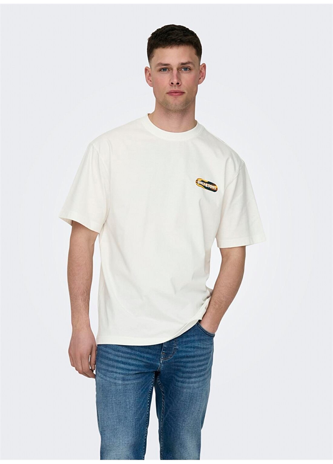 Only & Sons O Yaka Baskılı Beyaz Erkek T-Shirt ONSKEITH RLX SS TEE