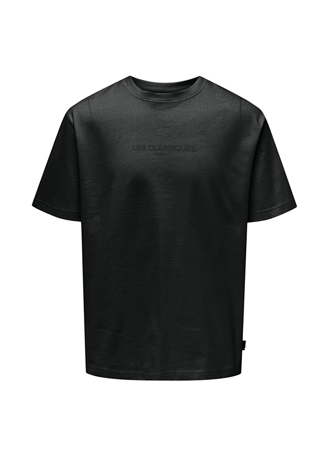 Only & Sons O Yaka Baskılı Siyah Erkek T-Shirt ONSLES CLASSIQUES RLX SS TEE