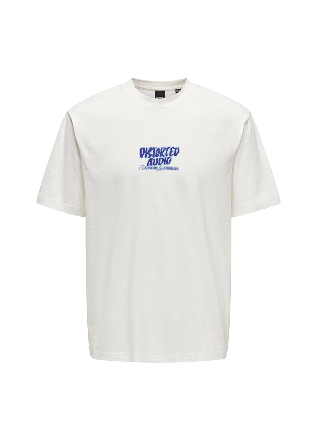 Only & Sons O Yaka Baskılı Beyaz Erkek T-Shirt ONSMOISEY LIFE RLX BAND SS TEE
