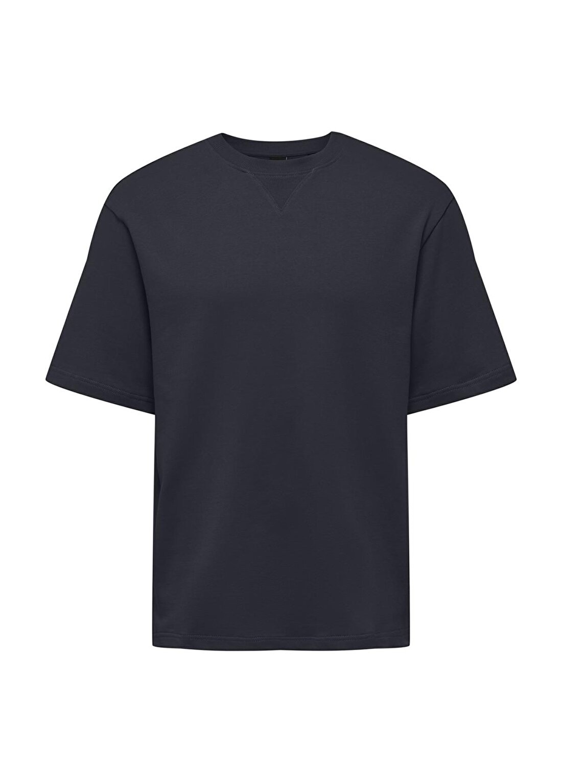 Only & Sons O Yaka Düz Koyu Lacivert Erkek T-Shirt ONSMOAB LIFE RLX SS SWEAT
