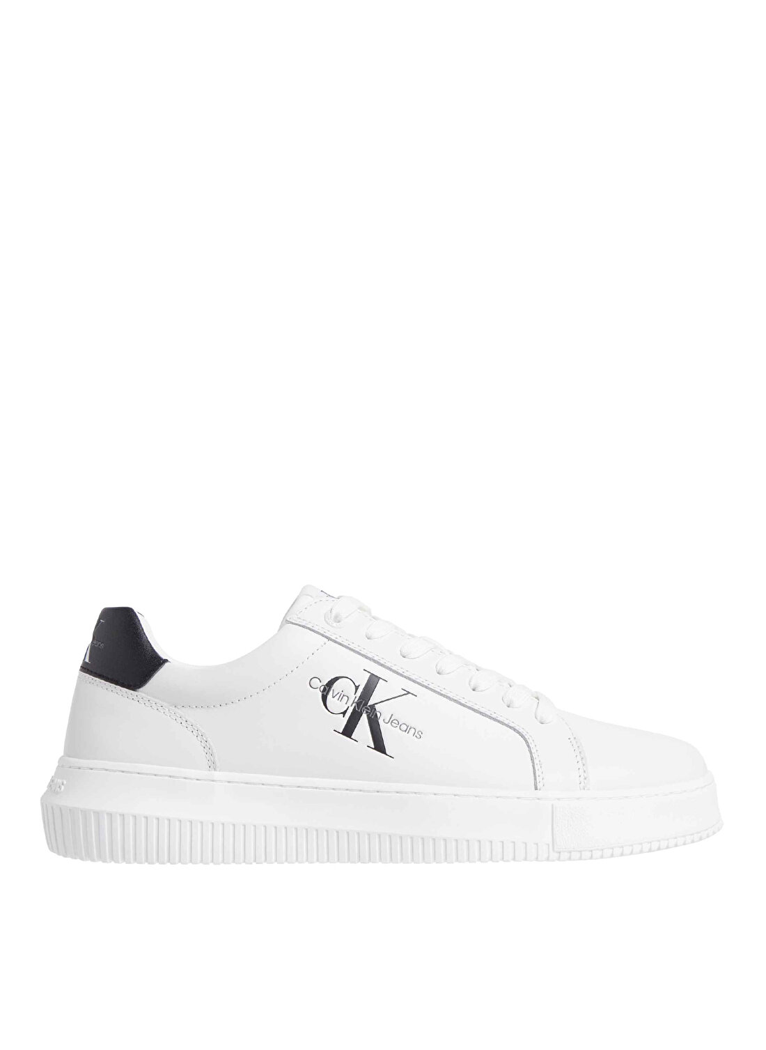 Calvin Klein Beyaz - Siyah Erkek Deri Sneaker CHUNKY CUPSOLE MONO LTH 