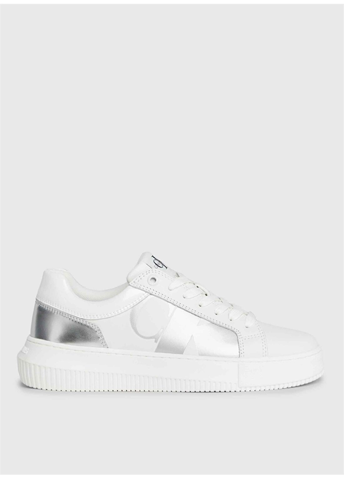 Calvin Klein Beyaz - Gümüş Kadın Deri Sneaker YW0YW0141101V