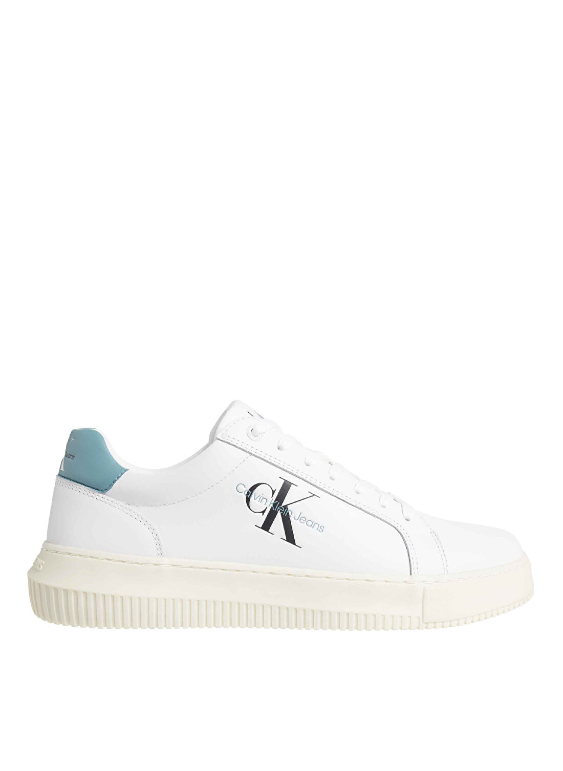 Calvin Klein Beyaz - Mavi Erkek Deri Sneaker CHUNKY CUPSOLE MONO LTH 