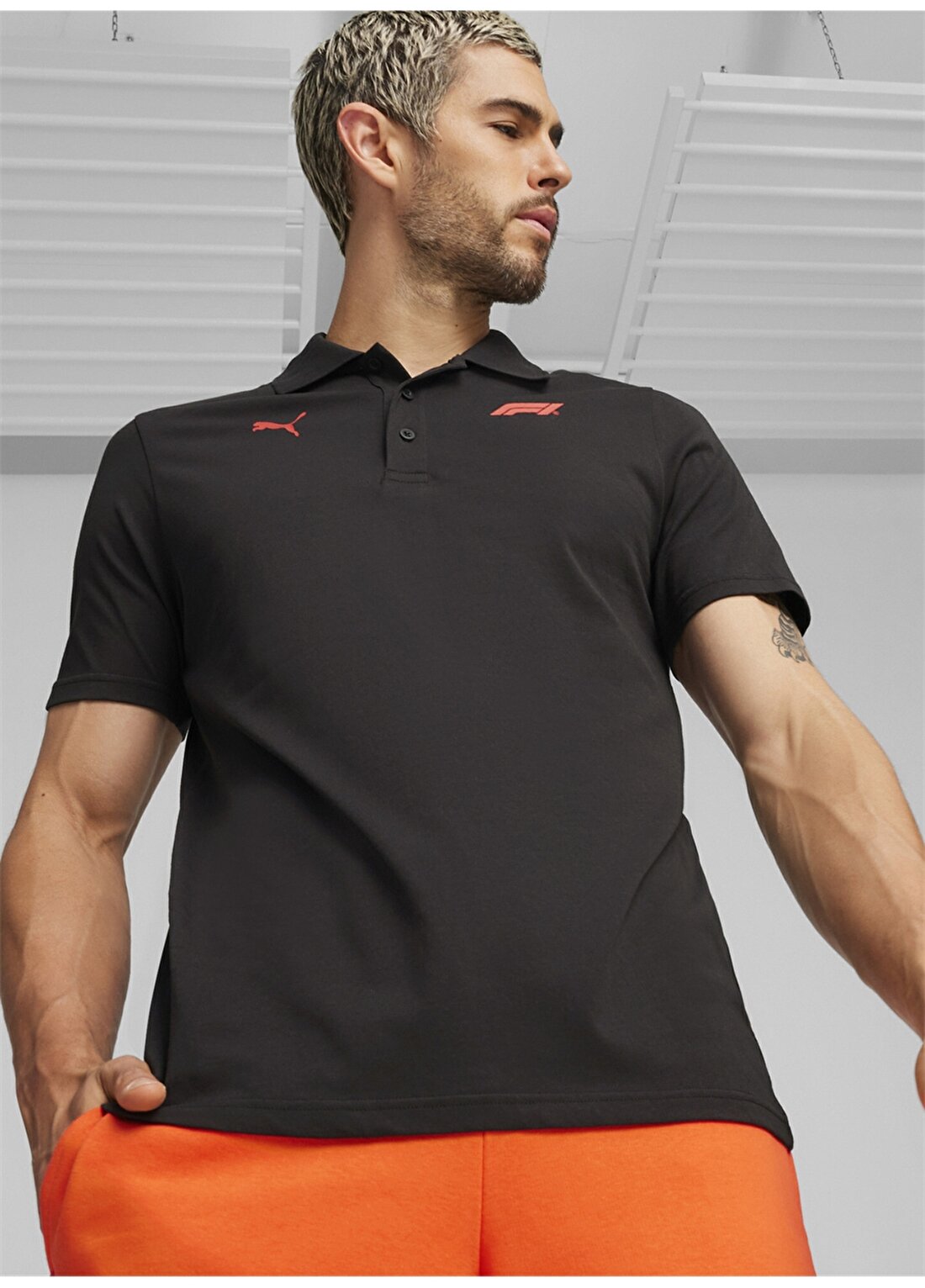 Puma 62585201 F1 ESS Logo Polo Siyah Erkek Bisiklet Yaka Regular Fit T-Shirt
