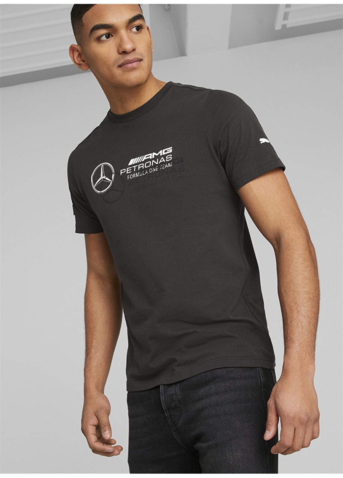 Puma Siyah Erkek Bisiklet Yaka T-Shirt 53848201 MAPF1 Logo Tee