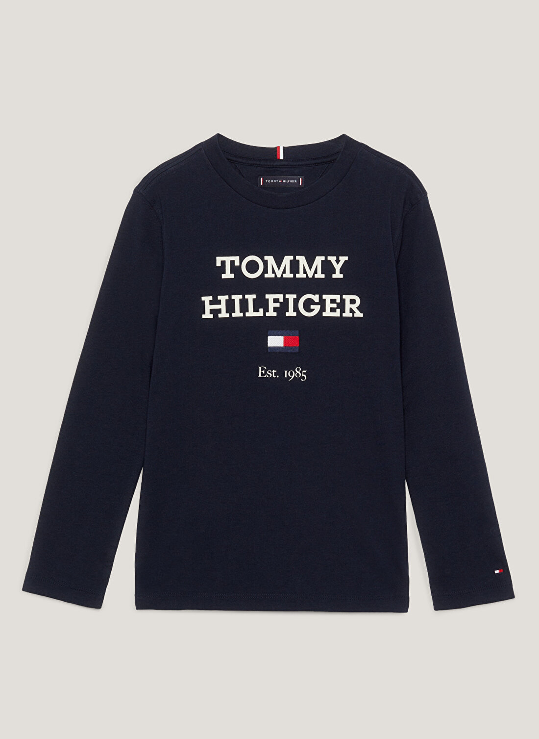 Tommy Hilfiger Baskılı Beyaz Erkek T-Shirt TH LOGO TEE L/S