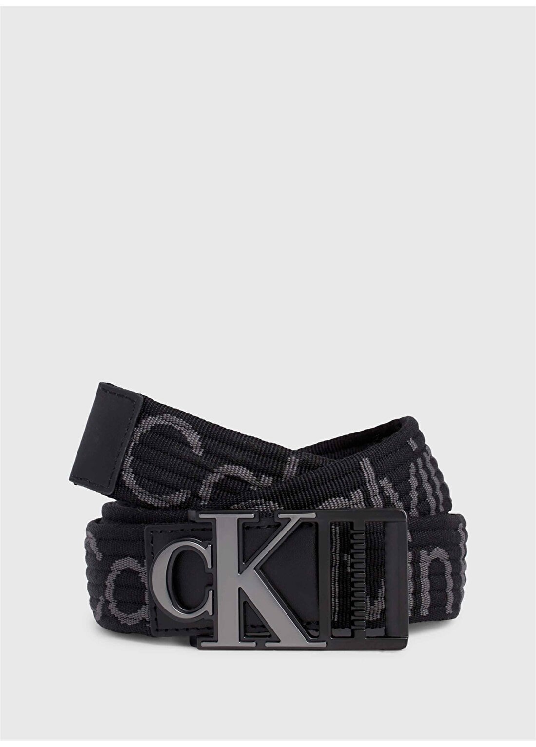 Calvin Klein Siyah - Gri Erkek Kemer MONOGRAM SLIDER WEBBING BELT35MM