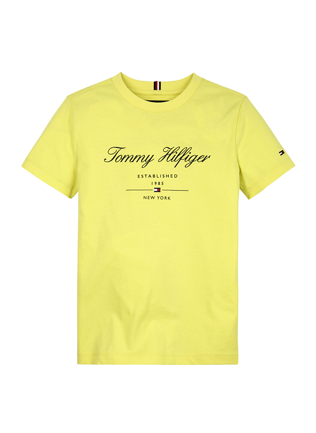 Tommy Hilfiger Baskılı Sarı Erkek T-Shirt TOMMY SCRIPT TEE S/S