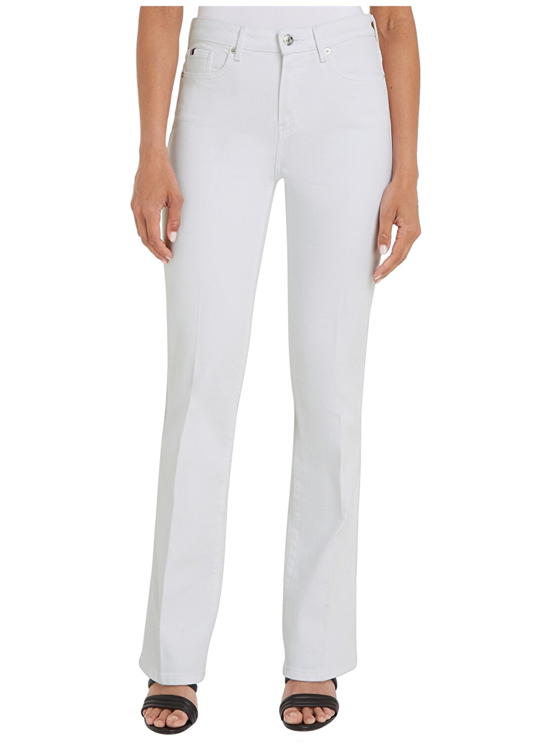 Tommy Hilfiger BOOTCUT RW WHITE Yüksek Bel Düz Paça Normal Beyaz Kadın Denim Pantolon