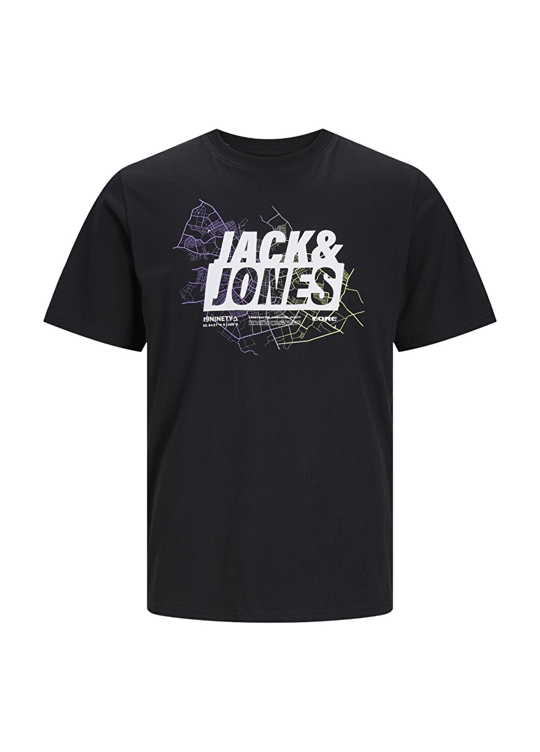 Jack & Jones Yuvarlak Yaka Siyah Erkek T-Shirt JCOMAP LOGO TEE SS CREW NECK PLS