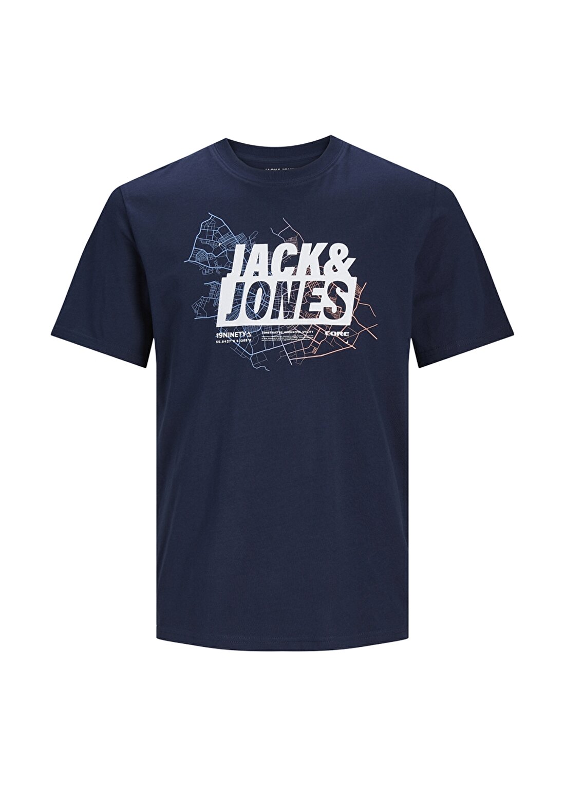 Jack & Jones Yuvarlak Yaka Lacivert Erkek T-Shirt JCOMAP LOGO TEE SS CREW NECK PLS