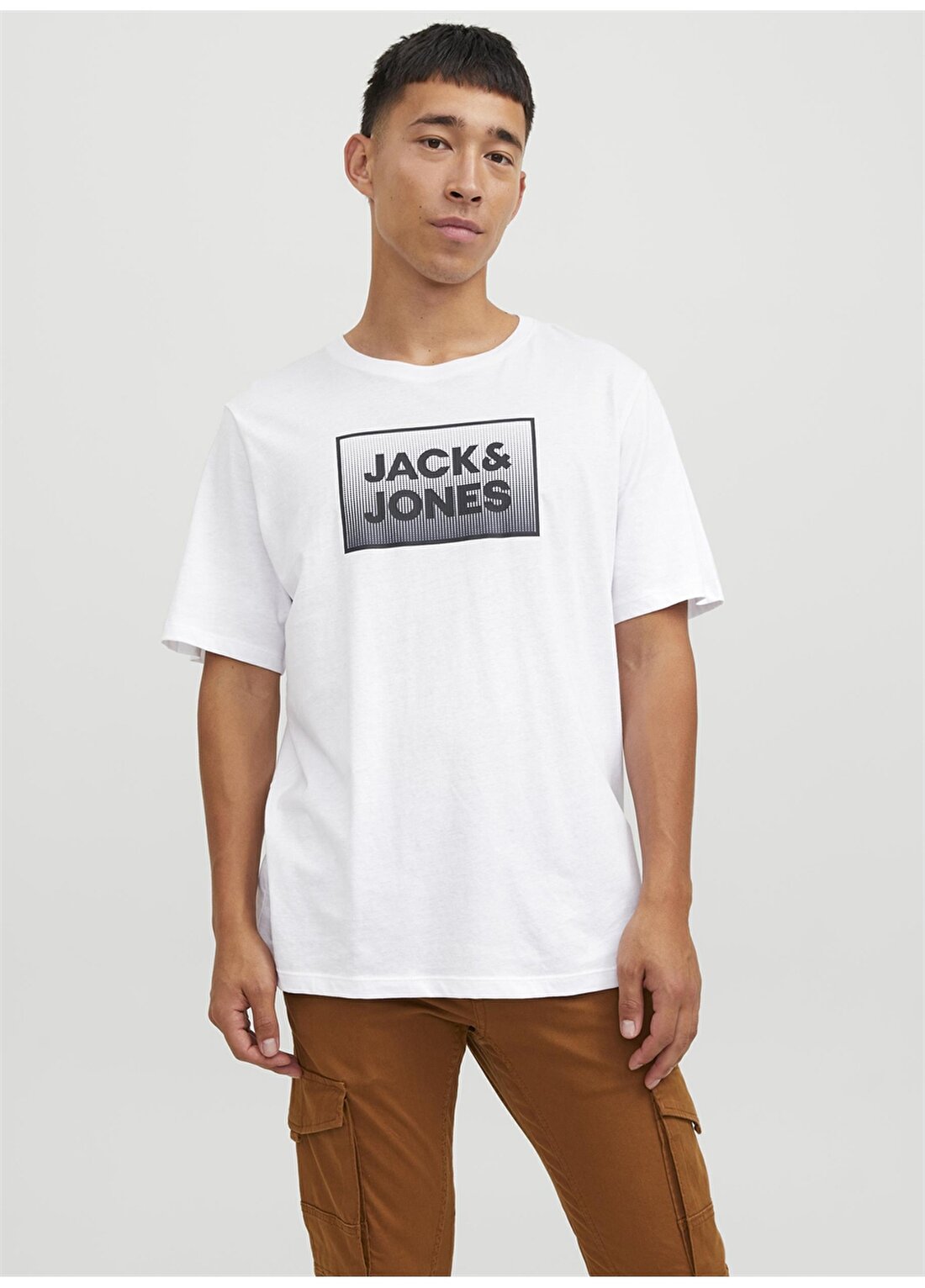 Jack & Jones Yuvarlak Yaka Beyaz Erkek T-Shirt JJSTEEL TEE SS CREW NECK