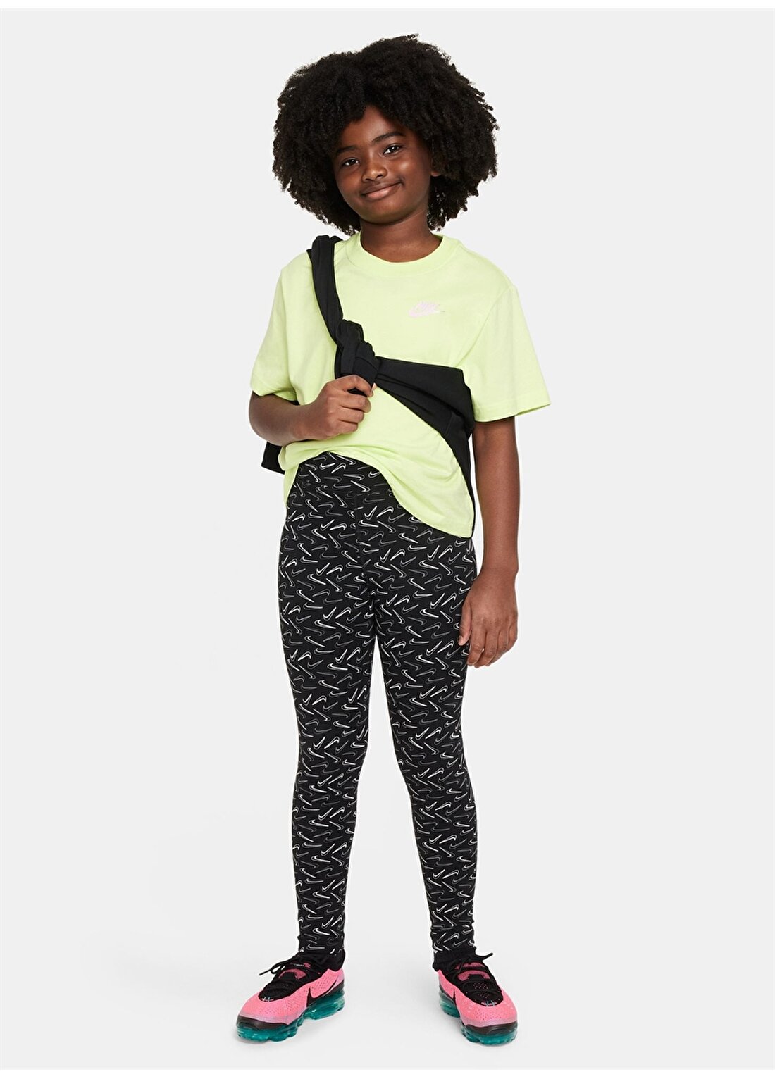 Nike Siyah Kız Çocuk Tayt FN8607-010-G NSW ESSNTL MR TGHT LOG